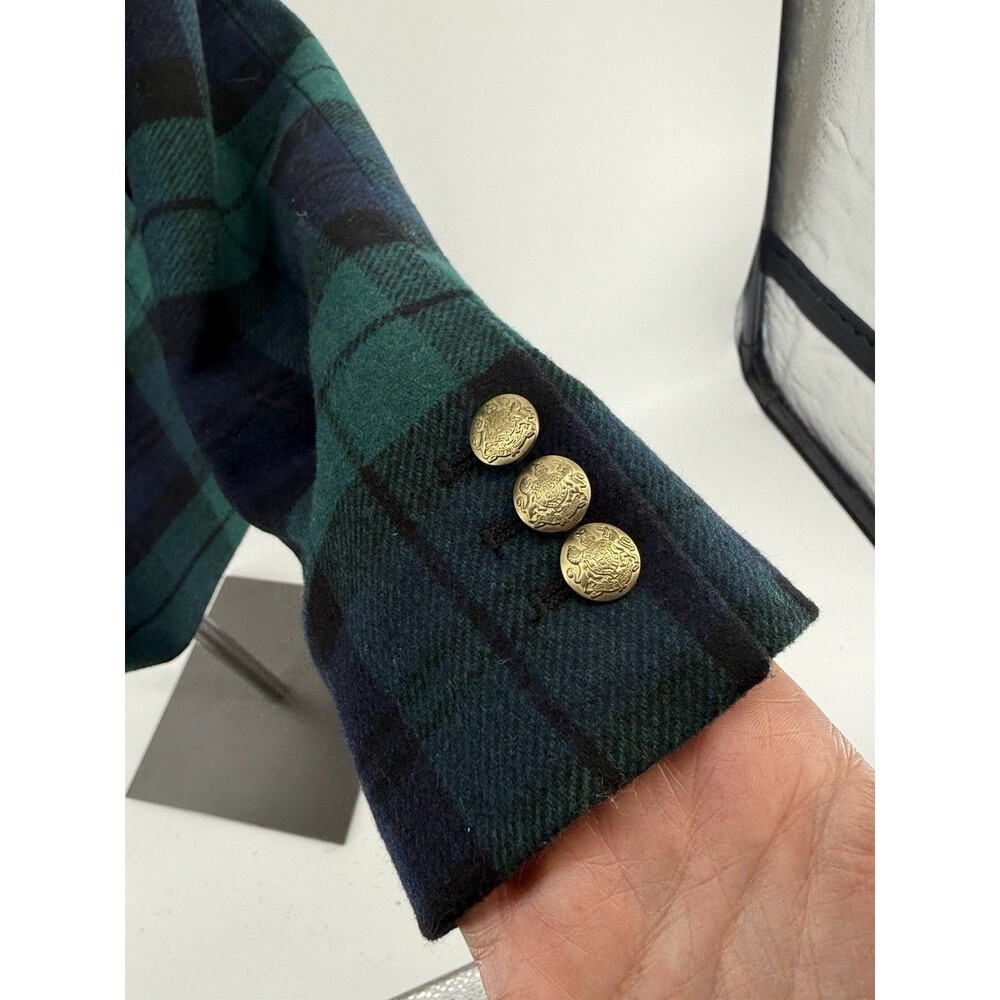 J.Crew Women’s Plaid Blazer Jacket Size 12 Wool Blend Green Tartan Gold Buttons - Picture 7 of 16